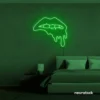 Drip lip neon sign in deep green for glam rooms, modern wall art, and beauty salon decor.