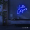 Hello Gorgeous neon sign (script font) in dark blue for salons, vanity walls, and glam rooms.