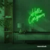 Hello Gorgeous neon sign (script font) in deep green for salons, vanity walls, and glam rooms.