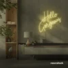 Hello Gorgeous neon sign (script font) in warm white for salons, vanity walls, and glam rooms.