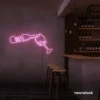 Wine bottle and glass neon sign in baby pink â€“ perfect for wine bars, restaurants, or kitchen wall decor.
