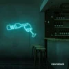 Wine bottle and glass neon sign in mint green â€“ perfect for wine bars, restaurants, or kitchen wall decor.