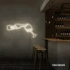 Wine bottle and glass neon sign in neutral white â€“ perfect for wine bars, restaurants, or kitchen wall decor.
