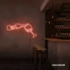 Wine bottle and glass neon sign in peachy pink â€“ perfect for wine bars, restaurants, or kitchen wall decor.