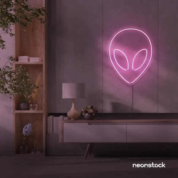 Alien neon sign in baby pink for teen rooms and wall decor