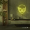 Alien neon sign in lemon yellow for teen rooms and wall decor