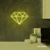 Diamond neon sign in lemon yellow – luxurious LED decor for glam spaces.