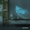 Dachshund dog neon sign in ice blue for pet decor and dog-themed wall art.