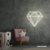 Diamond neon sign in neutral white – luxurious LED decor for glam spaces.