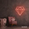 Diamond neon sign in peachy pink – luxurious LED decor for glam spaces.