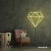 Diamond neon sign in warm white – luxurious LED decor for glam spaces.