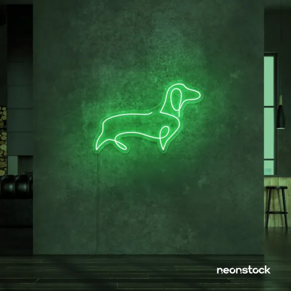 Dog neon sign in green – perfect LED wall decor for pet lovers and dog owners.