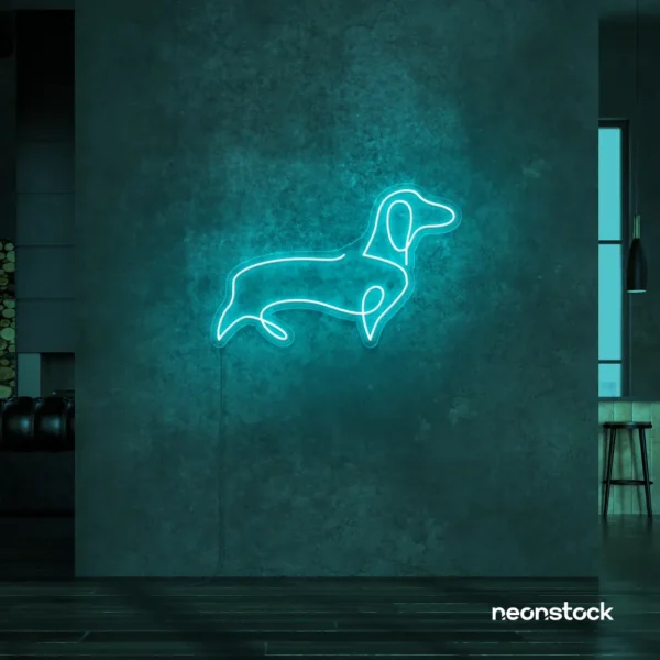 Dog neon sign in mint green – perfect LED wall decor for pet lovers and dog owners.