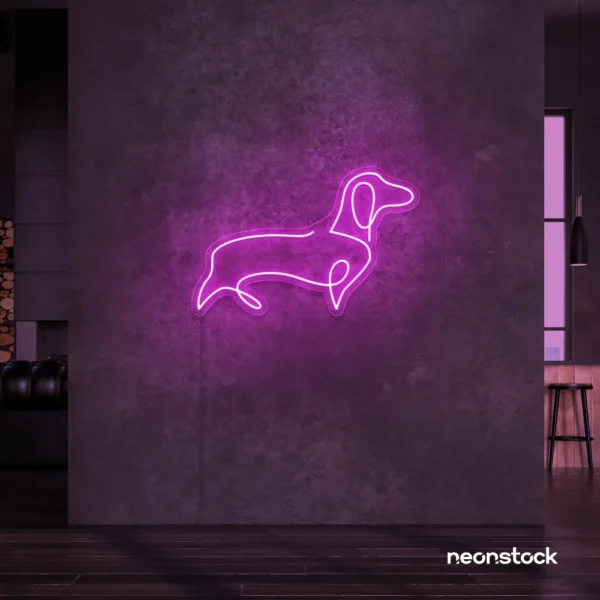 Dog neon sign in purple – perfect LED wall decor for pet lovers and dog owners.