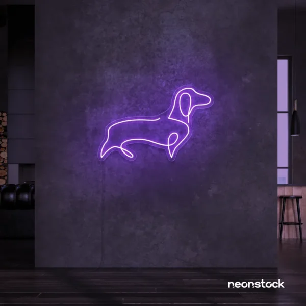 Dog neon sign in purple – perfect LED wall decor for pet lovers and dog owners.