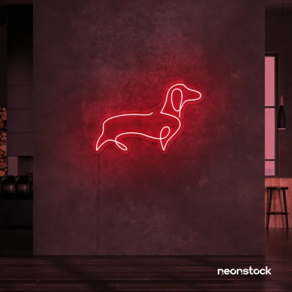 Dog neon sign in red – perfect LED wall decor for pet lovers and dog owners.