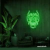 Dragon face neon sign in deep green – fierce LED wall light for fantasy and gaming decor.