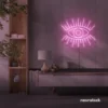 Eyes neon sign in baby pink for dorm rooms, glam decor, and modern wall art.