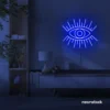 Eyes neon sign in dark blue for dorm rooms, glam decor, and modern wall art.