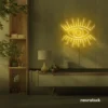 Eyes neon sign in golden yellow for dorm rooms, glam decor, and modern wall art.