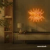 Eyes neon sign in orange for dorm rooms, glam decor, and modern wall art.