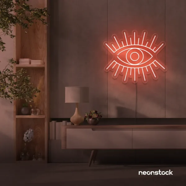 Eyes neon sign in peachy pink for dorm rooms, glam decor, and modern wall art.