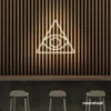 Eye of Providence neon sign in neutral white – symbolic LED wall decor for spiritual and modern spaces.