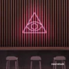 Eye of Providence neon sign in baby pink – symbolic LED wall decor for spiritual and modern spaces.