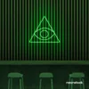 Eye of Providence neon sign in deep green – symbolic LED wall decor for spiritual and modern spaces.