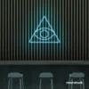 Eye of Providence neon sign in ice blue – symbolic LED wall decor for spiritual and modern spaces.