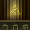 Eye of Providence neon sign in lemon yellow – symbolic LED wall decor for spiritual and modern spaces.
