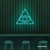 Eye of Providence neon sign in mint green – symbolic LED wall decor for spiritual and modern spaces.