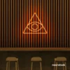 Eye of Providence neon sign in orange – symbolic LED wall decor for spiritual and modern spaces.