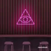 Eye of Providence neon sign in pink – symbolic LED wall decor for spiritual and modern spaces.