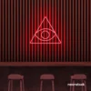Eye of Providence neon sign in red – symbolic LED wall decor for spiritual and modern spaces.