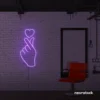 Finger heart neon sign in purple for bedroom and dorm room decor