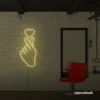 Finger heart neon sign in warm white for bedroom and dorm room decor