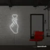 Finger heart neon sign in white for bedroom and dorm room decor