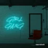 Girl Gang neon sign in mint green for dorm rooms, glam spaces, and bestie walls.