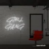 Girl Gang neon sign in white for dorm rooms, glam spaces, and bestie walls.
