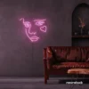Girl Face neon sign in Baby Pink for bedroom wall decor or teen game room