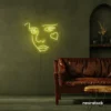 Girl Face neon sign in Lemon Yellow for bedroom wall decor or teen game room