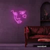 Girl Face neon sign in Pink for bedroom wall decor or teen game room
