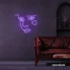 Girl Face neon sign in Purple for bedroom wall decor or teen game room