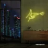 Hands shooting heart neon sign in lemon yellow – romantic LED wall decor.