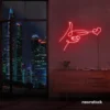 Hands shooting heart neon sign in red – romantic LED wall decor.