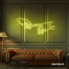 Hands neon sign in lemon yellow – modern wall art symbolizing connection and emotion.