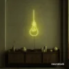 Hanging bulb neon sign in lemon yellow for cafes, offices, and creative spaces.