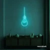 Hanging bulb neon sign in mint green for cafes, offices, and creative spaces.