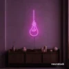 Hanging bulb neon sign in pink for cafes, offices, and creative spaces.